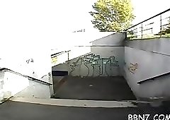 Public fellatio with hot babe