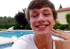 Pool day turns into twinks fucking doggy style from behind