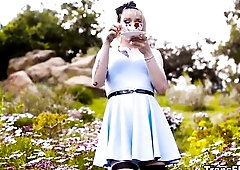 Lena Moon, beautifully clothed in an iconic blue suit with lengthy nylons, skips throughout a lush meadow. Shes enjoying her leisurely stroll, though 