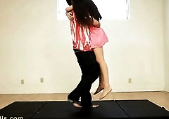 Youthful Lucy Doll gets stretched like a real flexi teen doll