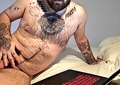 The rugged bears get intimate on the couch in the morning