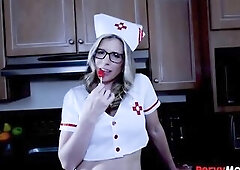 Step Mamma Clothed as Nurse Hammered by her Little Cruel Stepson