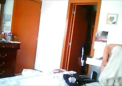 Naked babe gets filmed on a after shower