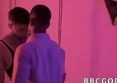 Ebony hunk seduces a guy into interracial bareback