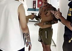 hot foursome fucking hard in a hotel 2 straights vs 2 femboys