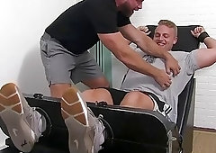 Bare feet hunk tickled and tormented