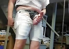 Older Guy In Football Gear Jacking Off