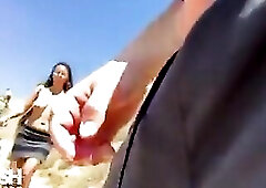 Flash Topless Woman at Beach