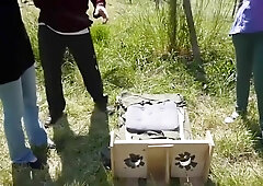 Girl Tied And Tickled Barefoot In The Stocks In Public