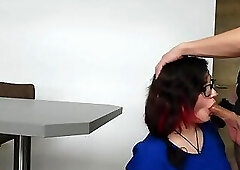 Nerdy Nurse Deepthroat getting fucked hard and takes a Cumshot inside her Mouth