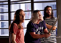 Hot babe in beach sandals gets a hard fuck on the sofa and a trimmed pussy pounding in Episode 2