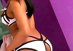 Cute tranny with a nice ass is masturbating