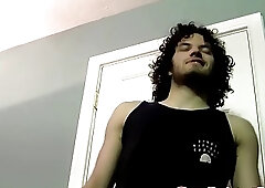 Hairy naked man is rough while wanking