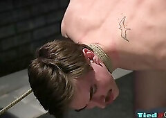 Tied up bondage sub ass fingered