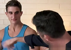 Step daddy Lance Hart fucks his own Step son and his buddy in this perverted threesome!