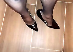 Heels and Fishnet Pantyhose