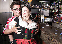 Big titted German waitress having fun with the beerfesten