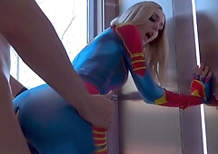 Wild pussy banging session for blonde cutie in costume