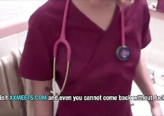 Brunette Nurse Gives Oral Exam in WC Room- Molly Jane - Molly jane blowjob and mouthful