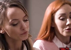 Hawt lesbo and large breasts honeys enjoyed hawt twat licking