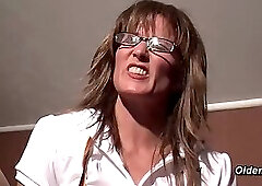 German amateur housewife Klaudia in pantyhose masturbating solo