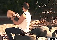 A Hot day for two Hot Gay Guys in the Backyard