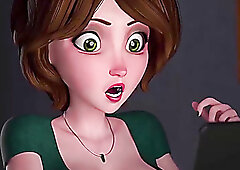 3D rendered MILF practices footjob and gets creampie