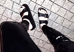 crossdressing - hawt platform sandals and latex leggings