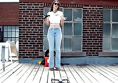Piper flying drone on rooftop