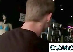Amateur straight guy gets blowjob in gloryhole from gay dude