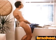 RetroDudes.com - Boy tugs his fuckpole until shooting a good-sized fountain of spunk