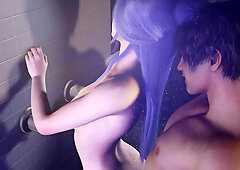 3D Big Boobs Slut Got Fucked so Hard in the Shower