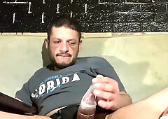 Amateur Mexicano drains a massive cock and cums in condom during audition