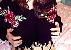 Very hot busty brunette solo masturbation on webcam