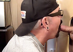 Greedy gloryhole gaydaddy sucks cock in homemade scene