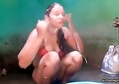 Rural Indian. Busty aunty soaping in front of me