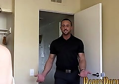 Hunky stepson gobbles cock and gets cum