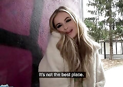 Public Agent Blond Brit Sweetheart POV Oral and Screwed Outside