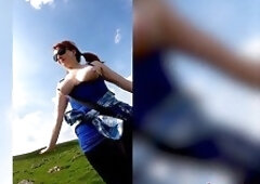 British MILF Red XXX goes wild with her big tits and hot solo walk