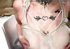 I washed my large boobs with a rubber cock - LARGE BOOBS PORN