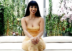 Sweetheart brunette Bambi is enjoying interracial sex so much