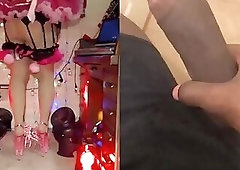 Teasing my BLACK BOY TOY STUD's BBC rock hard for cum.