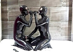 This was such a joy movie! We started off touching every other all over our full latex bodies, caressing and hugging. One time we got truly slutty, we