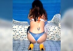 Teasing and posing in my hawt blue dress and nylons