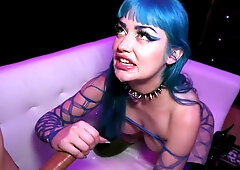 Bosomed stripper Jewelz Blu earns extra cash with her wet pussy