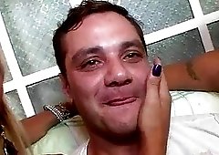 Graceful shemale chick and her milf friend screw one dude