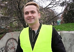 Uniform-wearing slut talked into twisted anal banging