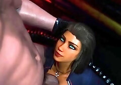 Foxy 3D Superwoman bounces up and down on a cock