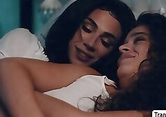 Tgirl stepmother licks and fucks stepteens tight wet pussy