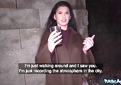 Lonely fest girl sneaks off for audition - public agent